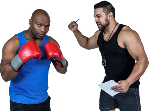 Strong friends using kettlebells together