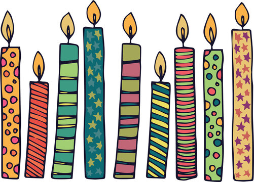 Illustration of colorful birthday candles