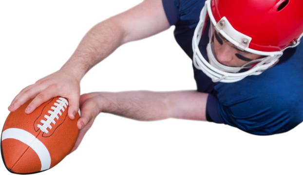 American football player scoring a touchdown - Powered by Adobe