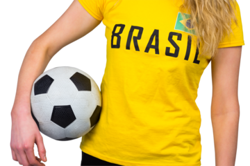 Football fan in brasil tshirt
