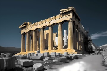 A large building with columns Generative AI