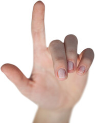 Close-up of cropped hand pointing