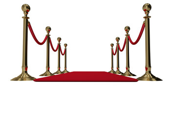 Low angle view of rope barrier and red carpet