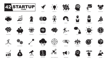 Startup project and development elements - minimal icon set.