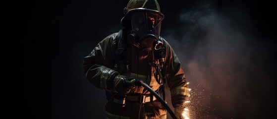 Fireman in firefighting gear, bravery and dedication to protecting people and property. Generative AI