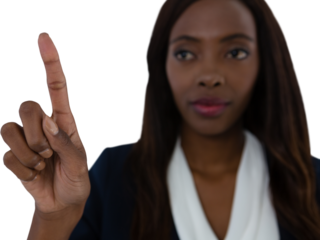 Close up of businesswoman touching imaginary screen