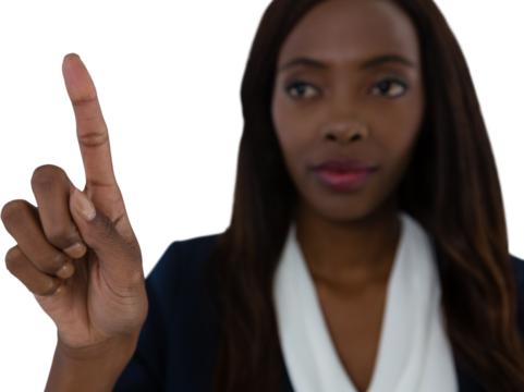 Close up of businesswoman touching imaginary screen
