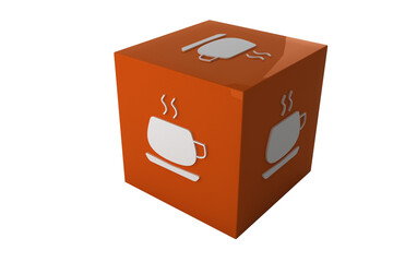 Coffee icon on cube