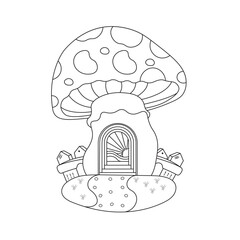 Fantasy mushroom home coloring page