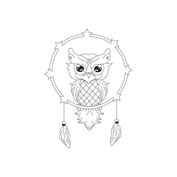 Elegant hand-drawn owl vector illustration