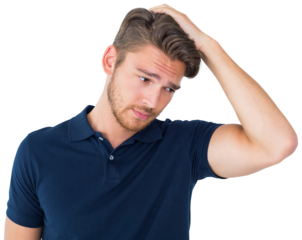 Handsome young man looking confused