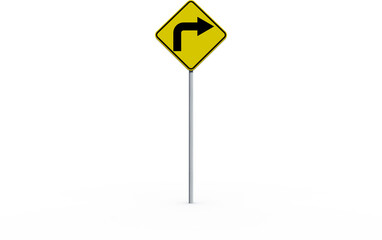 Arrow sign over white background