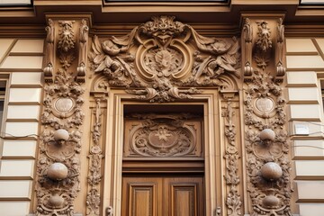 Fototapeta na wymiar A door with carvings on it Generative AI