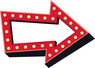 Electric Bulbs Billboard. Retro Arrow Light Frame