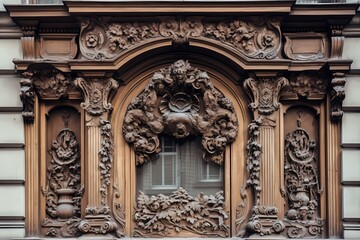 Obraz premium A building with carvings on the side Generative AI