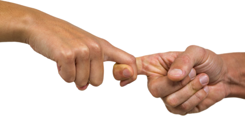 Cropped image of people holding fingers