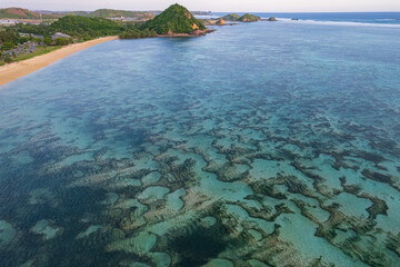 Kuta Mandalika beach aerial peninsula view