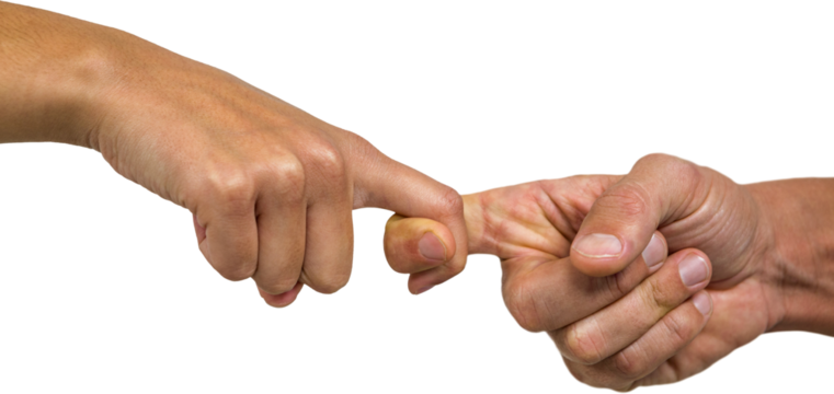 Cropped image of people holding fingers - Powered by Adobe