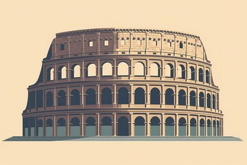 A large stone building with colosseum in the background Generative AI