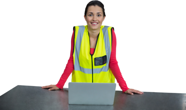 Portrait of confident female architect wearing reflective clothing - Powered by Adobe