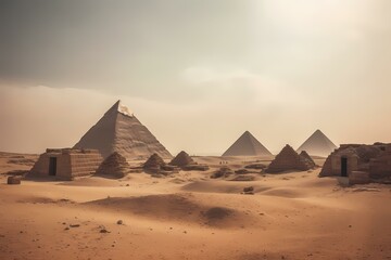 A group of pyramids in a desert Generative AI
