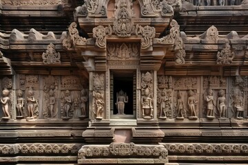 Fototapeta premium A building with statues on the walls Generative AI