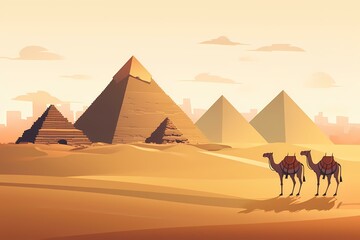 A group of camels in a desert Generative AI