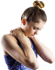 Obraz premium Close up of young woman with neck injury
