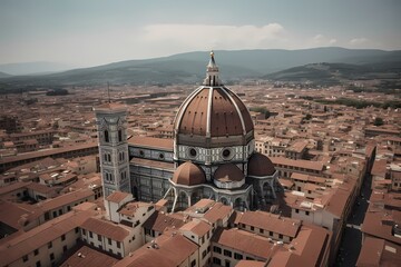 Fototapeta premium A large domed building with a dome with florence cathedral in the background Generative AI
