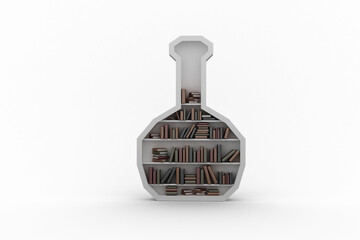 Books arranged on gray bookshelf 