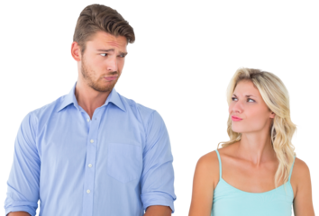 Young couple making silly faces