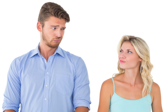 Young couple making silly faces