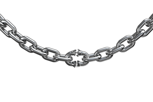 3d image of broken metallic chain