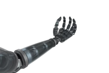 Rolgordijnen Illustration of black cyborg hand © vectorfusionart