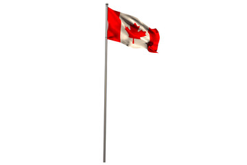 Pole with waving flag of Canada