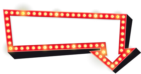 Night club billboard. Retro arrow light frames