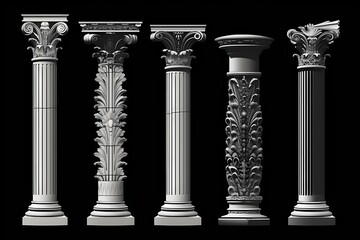 A row of antique vases Generative AI