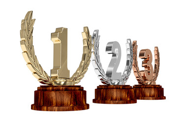 Digitally generated image of trophies arranged