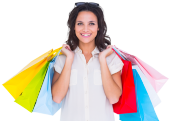 Pretty brunette with shopping bags