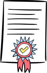 Illustration of certificate with award ribbon