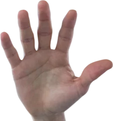 Keuken spatwand met foto Hand of man pretending to touch an invisible screen © vectorfusionart