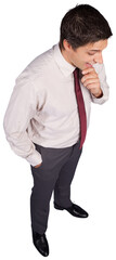 Thinking businessman touching his chin
