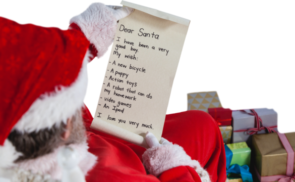 Santa claus reading letter