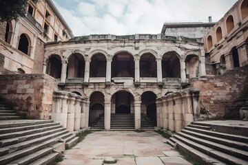 Obraz premium A building with many arches Generative AI