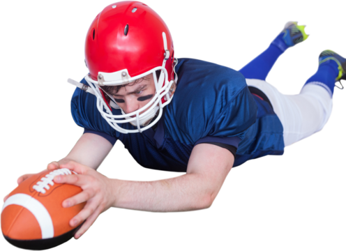 American football player scoring a touchdown - Powered by Adobe