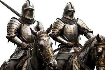 Fototapeta premium A group of people in armor riding horses Generative AI