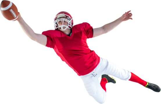 American football player scoring a touchdown - Powered by Adobe