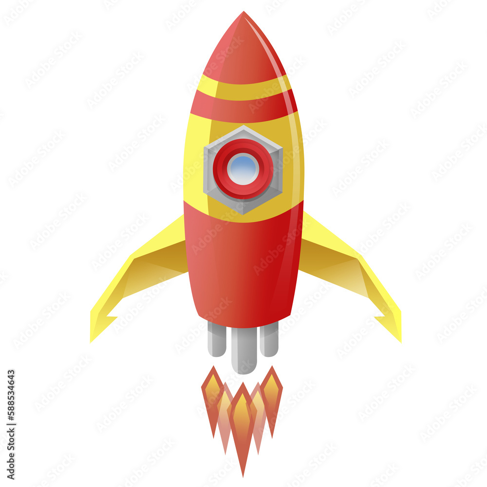 Poster Digitally generated image of red rocket 