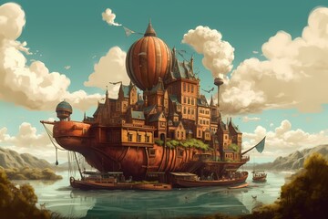 Obraz premium A castle on a hill Generative AI