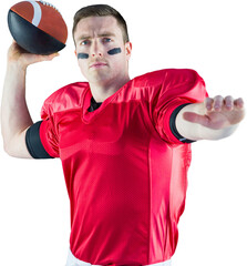 American football player about to throw the ball